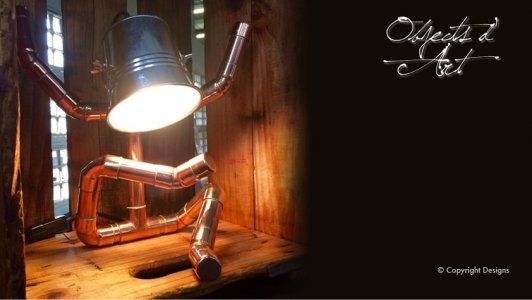 Copper Man Sitting Lamp