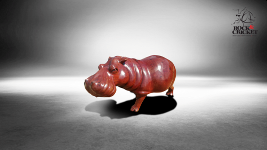 Mahogany Polished Rhino statue - large